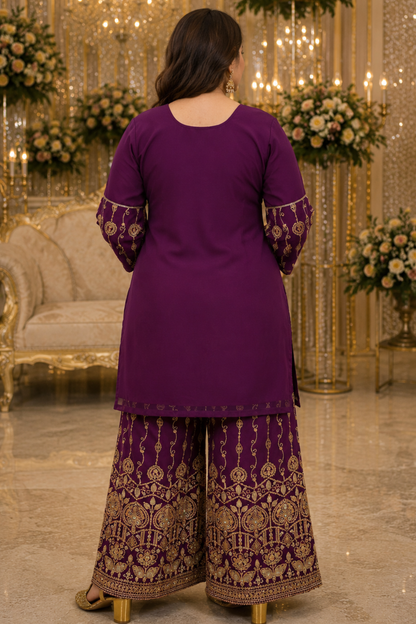 Garnet Glow Embroidered Georgette Suit