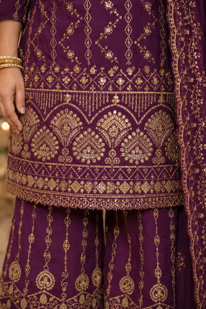 Garnet Glow Embroidered Georgette Suit