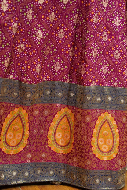 Vedika Wine Silk Dress with Jacquard Weave