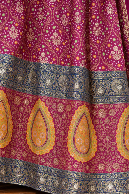 Vedika Wine Silk Dress with Jacquard Weave