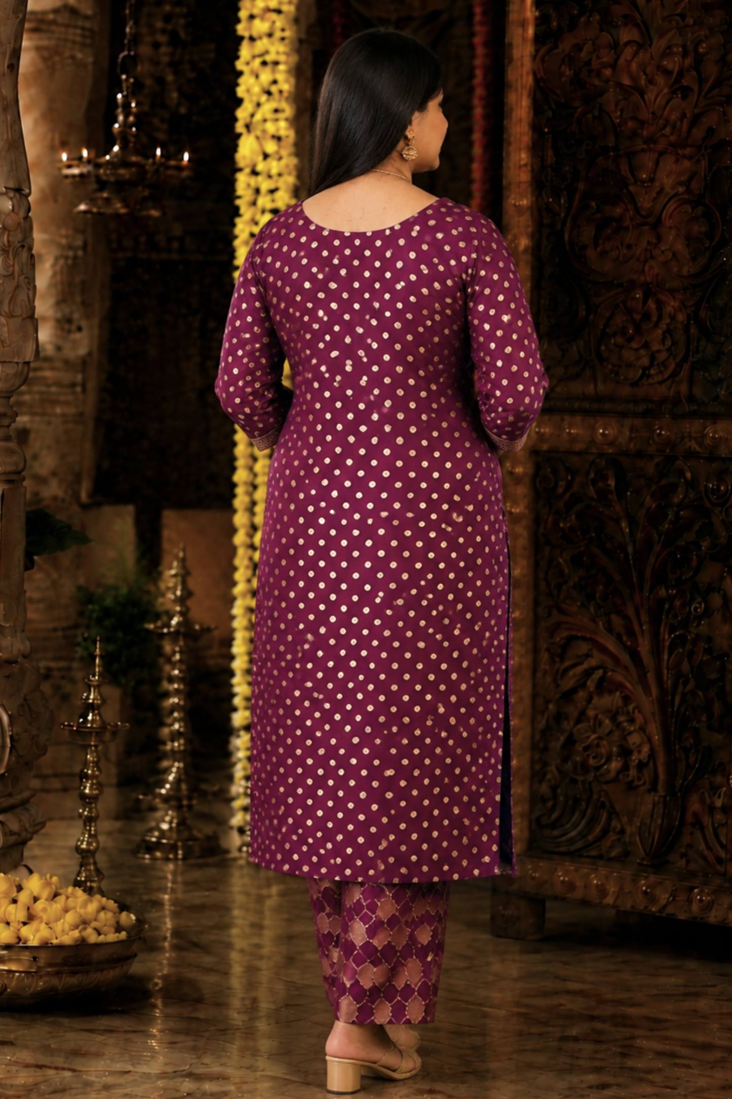 Merlot Wine Jacquard Pant Suit
