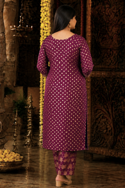 Merlot Wine Jacquard Pant Suit