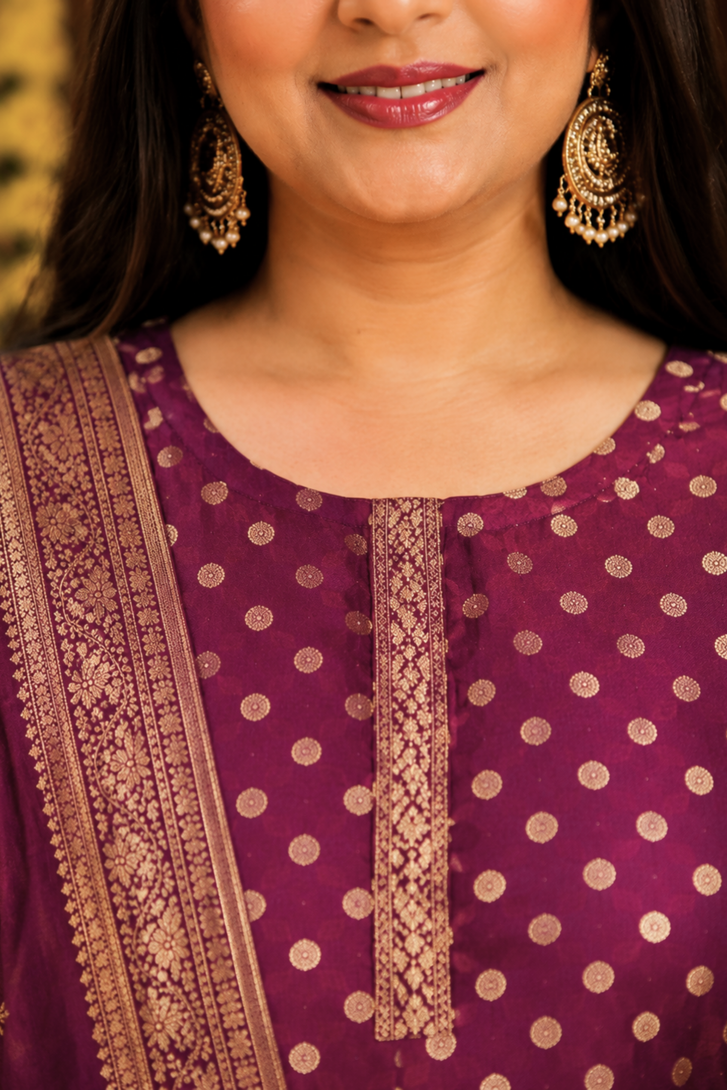 Merlot Wine Jacquard Pant Suit