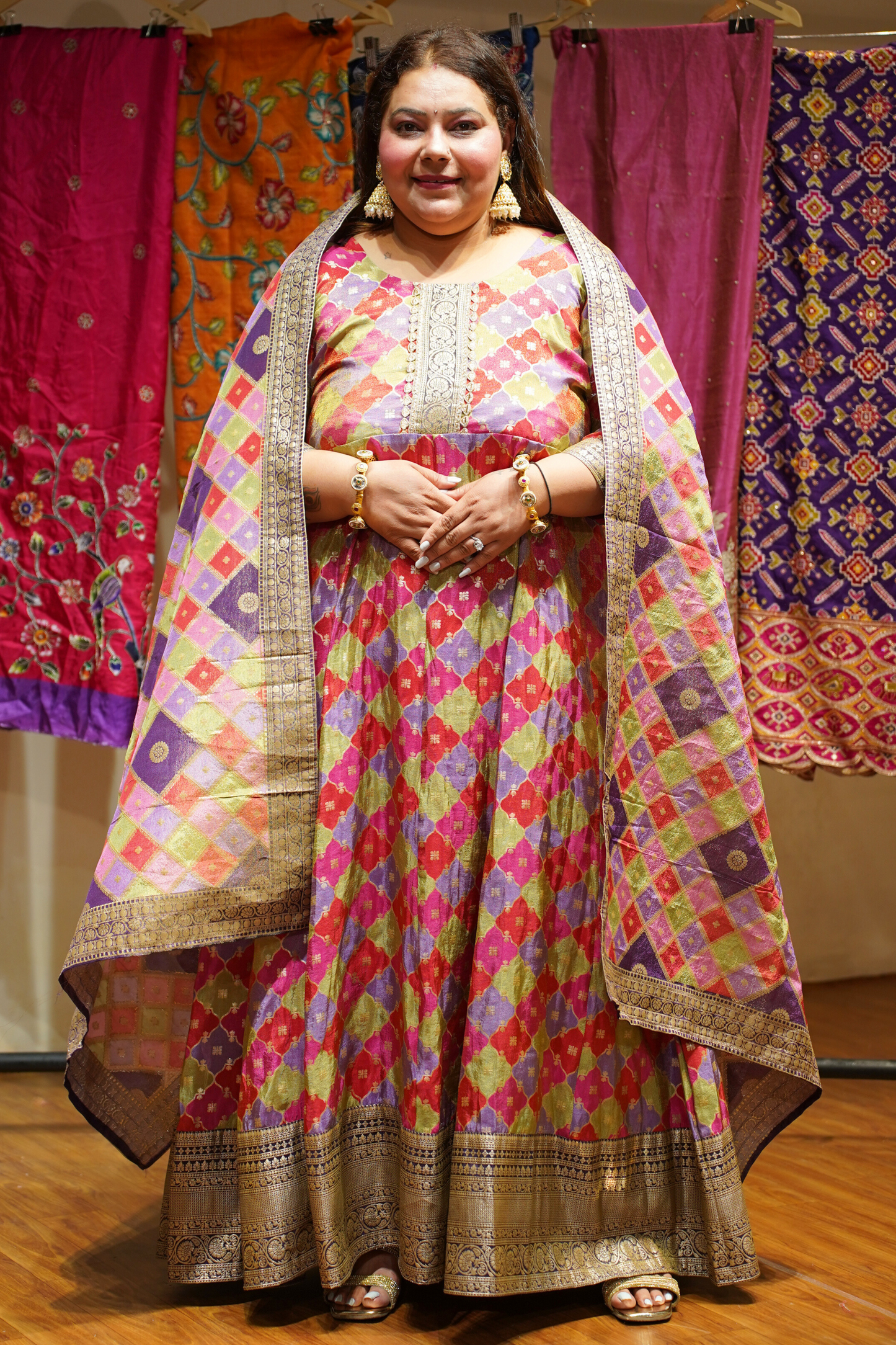 Yamika Jacquard Woven Silk Dress with Dupatta