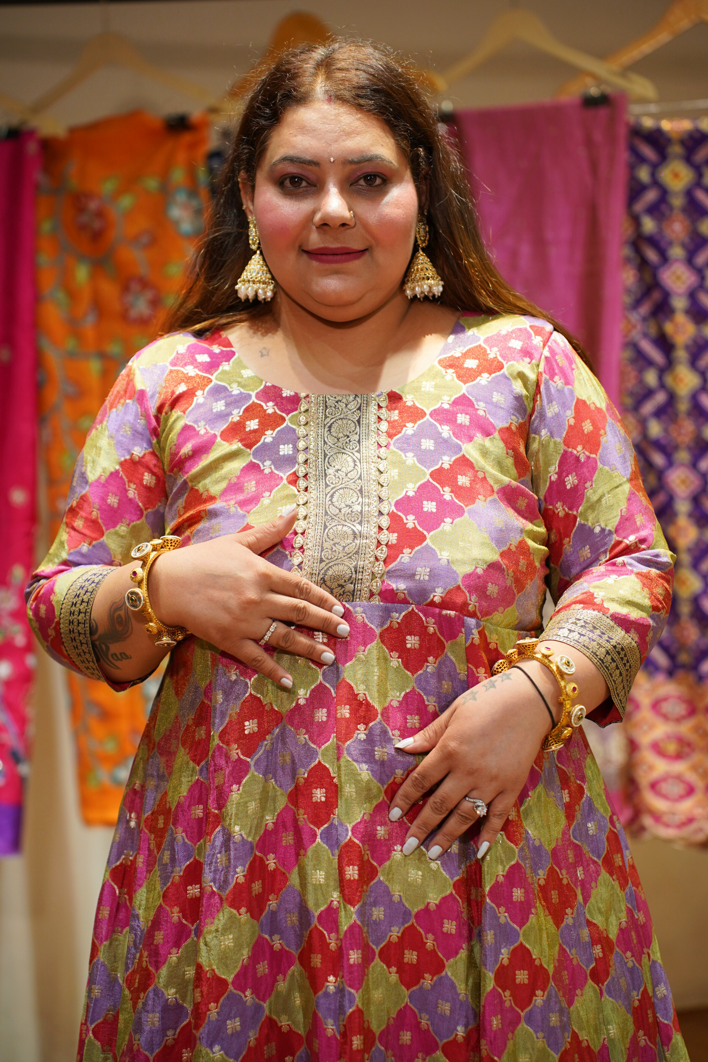 Yamika Jacquard Woven Silk Dress with Dupatta