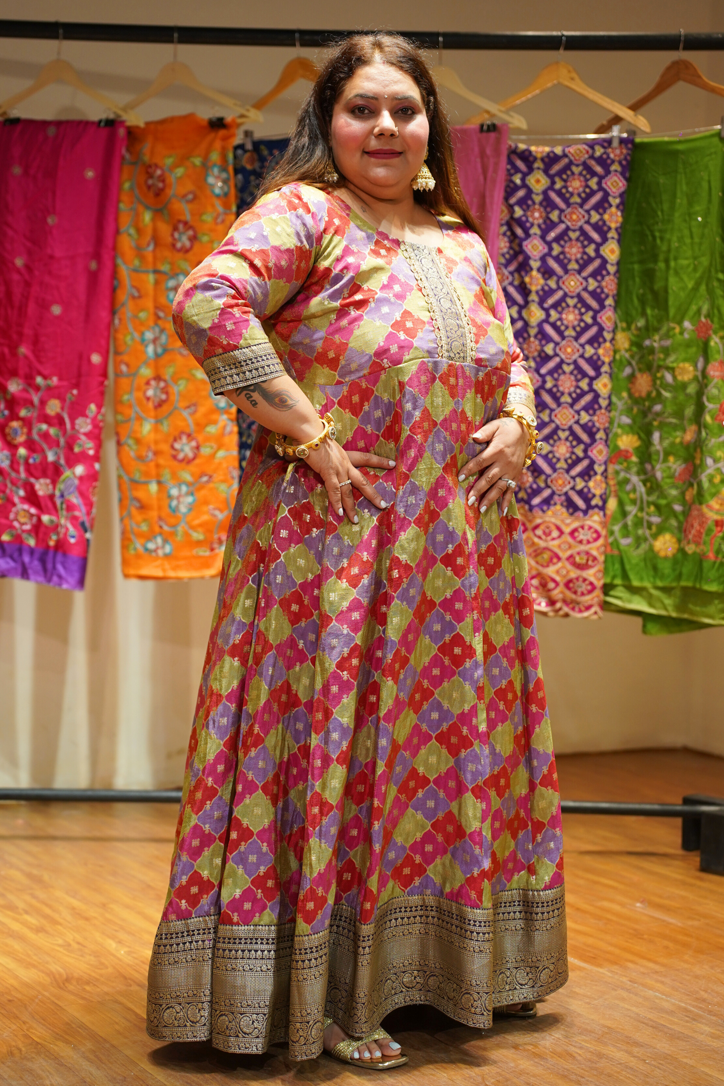 Yamika Jacquard Woven Silk Dress with Dupatta