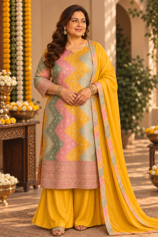 Swarna Silk Suit With Jacquard & Zari