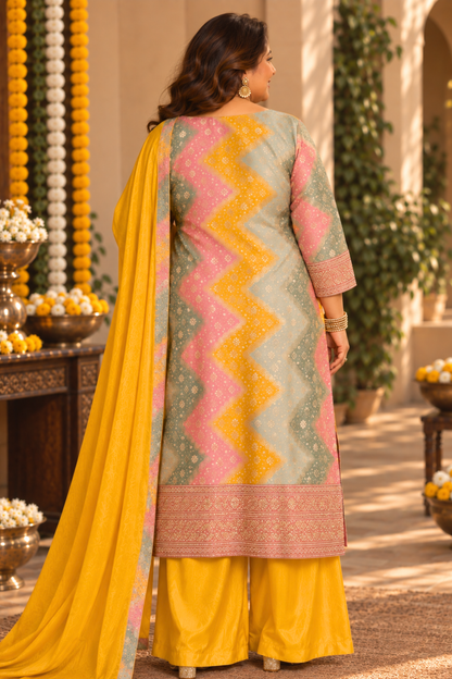 Swarna Silk Suit With Jacquard & Zari
