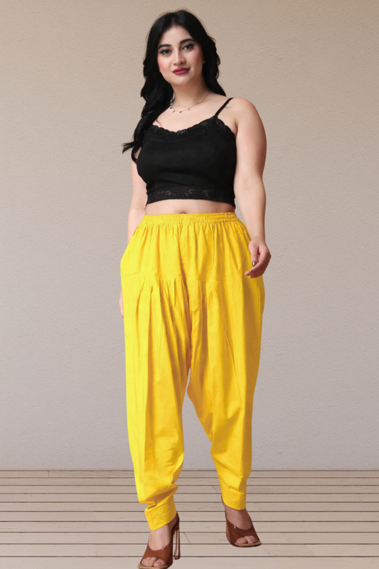 Yellow Classic Cotton Salwar With Pocket
