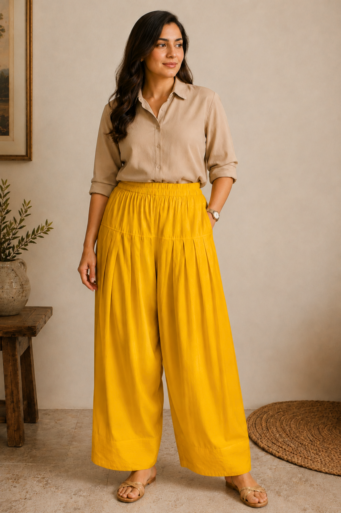 Yellow Rayon Farshi Salwar