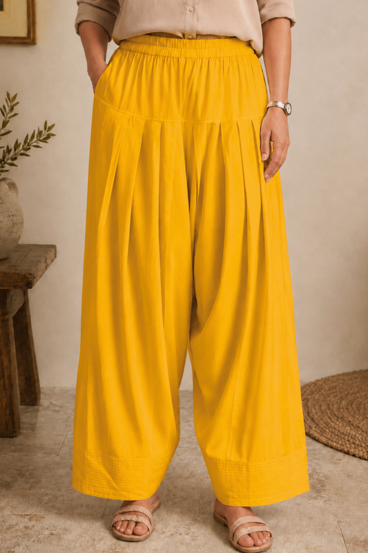 Yellow Rayon Farshi Salwar