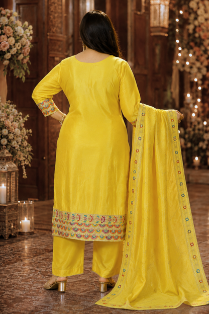 Saanvi Prabha Shimmer Suit With Zari Embroidery