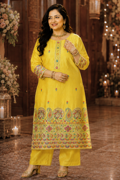 Saanvi Prabha Shimmer Suit With Zari Embroidery