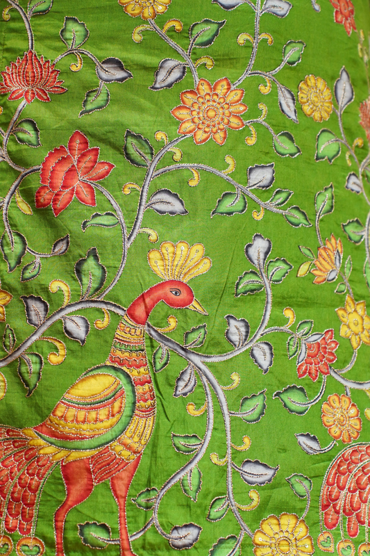 Yoshita Silk Suit Set with Peacock Motifs