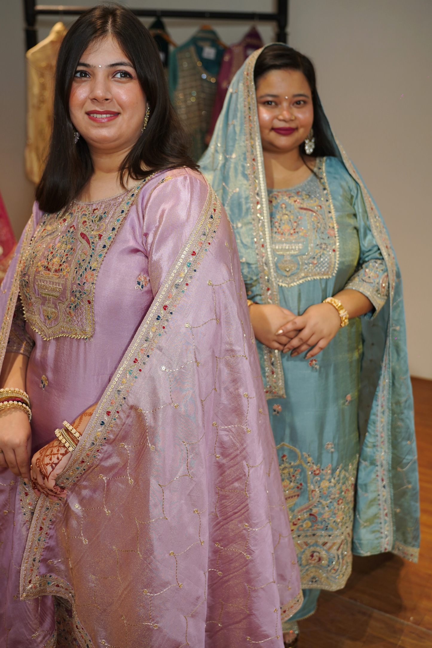 Zareenah Tissue Shimmer Suit With Zari Embroidery