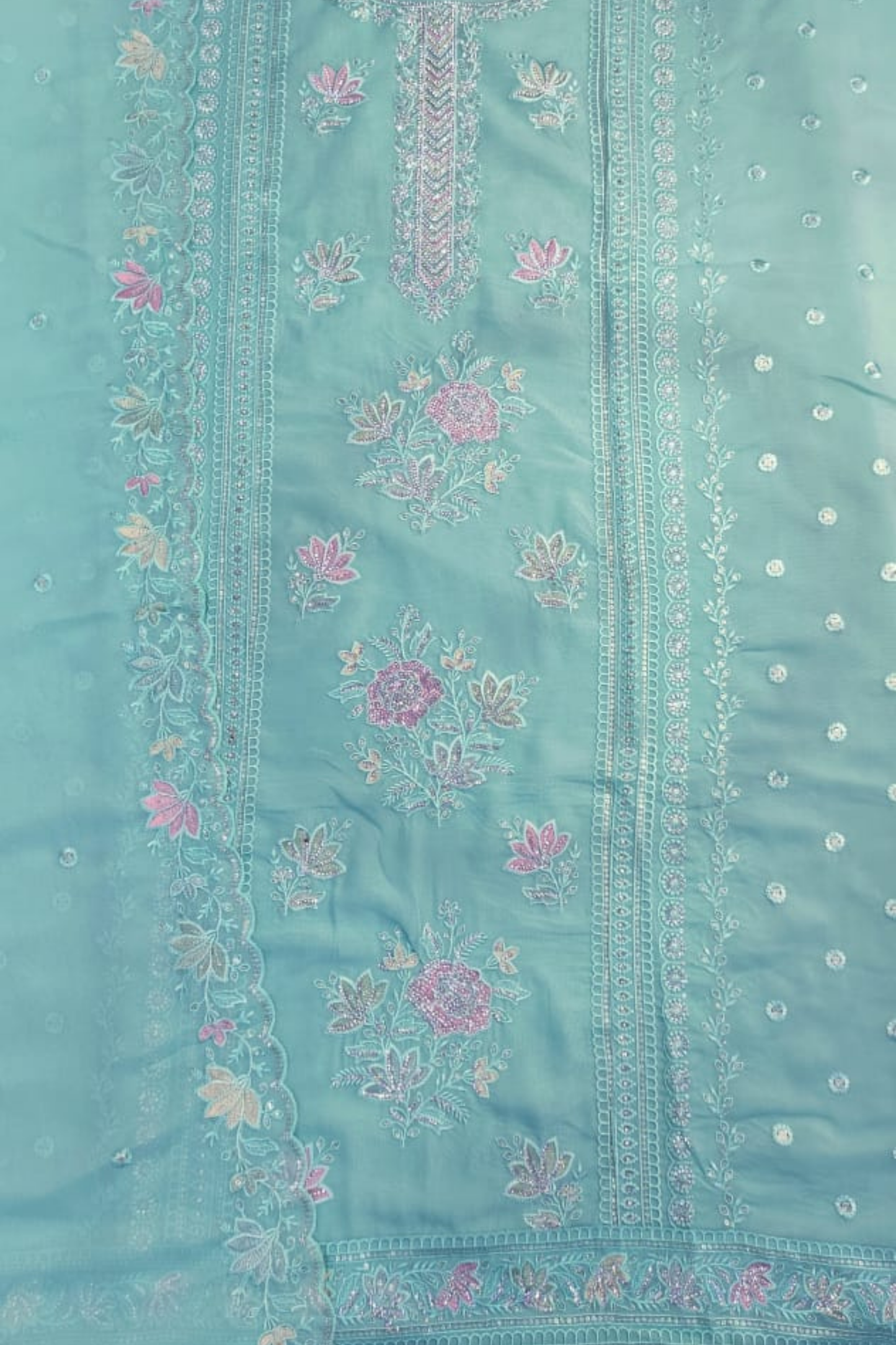 Firozi Georgette Suit with Stone Work