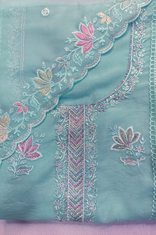 Firozi Georgette Suit with Stone Work