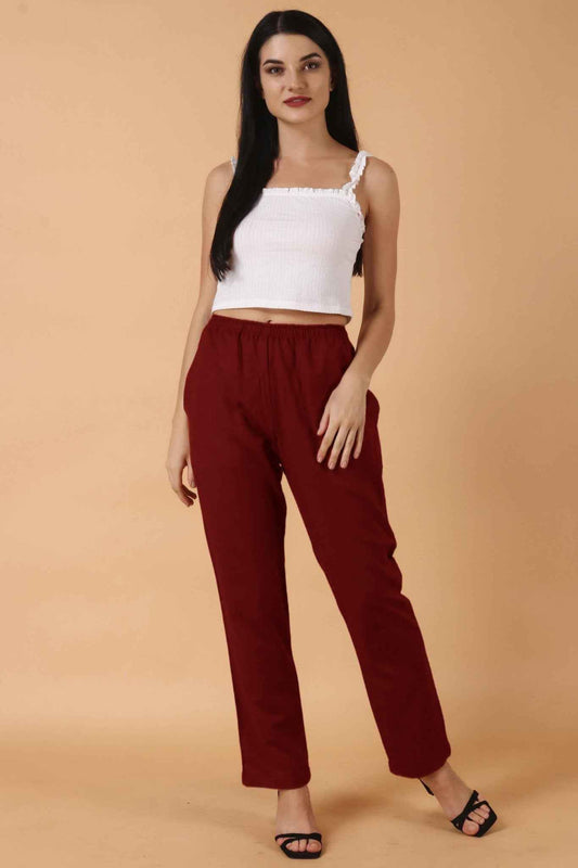 Maroon Cashmilon Pant Palazzo