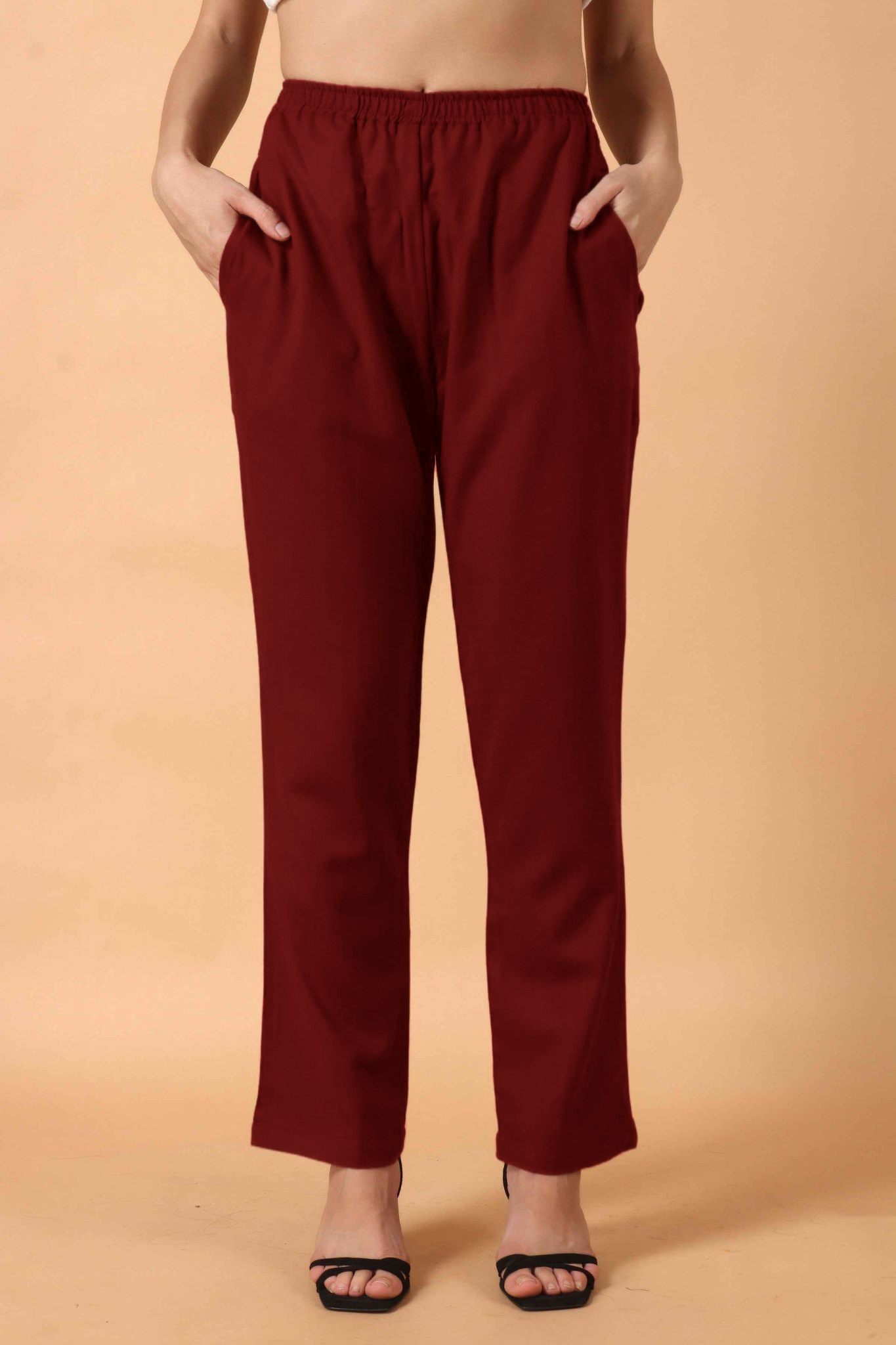 Maroon Cashmilon Pant Palazzo