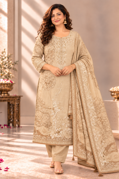 Yasmin Karachi Muslin Suit With Aari Work