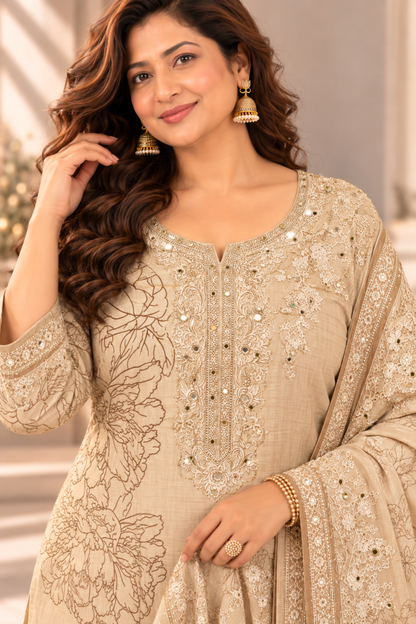 Yasmin Karachi Muslin Suit With Aari Work