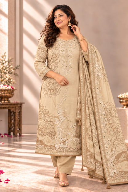 Yasmin Karachi Muslin Suit With Aari Work