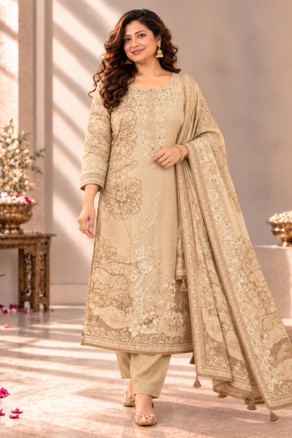 Yasmin Karachi Muslin Suit With Aari Work