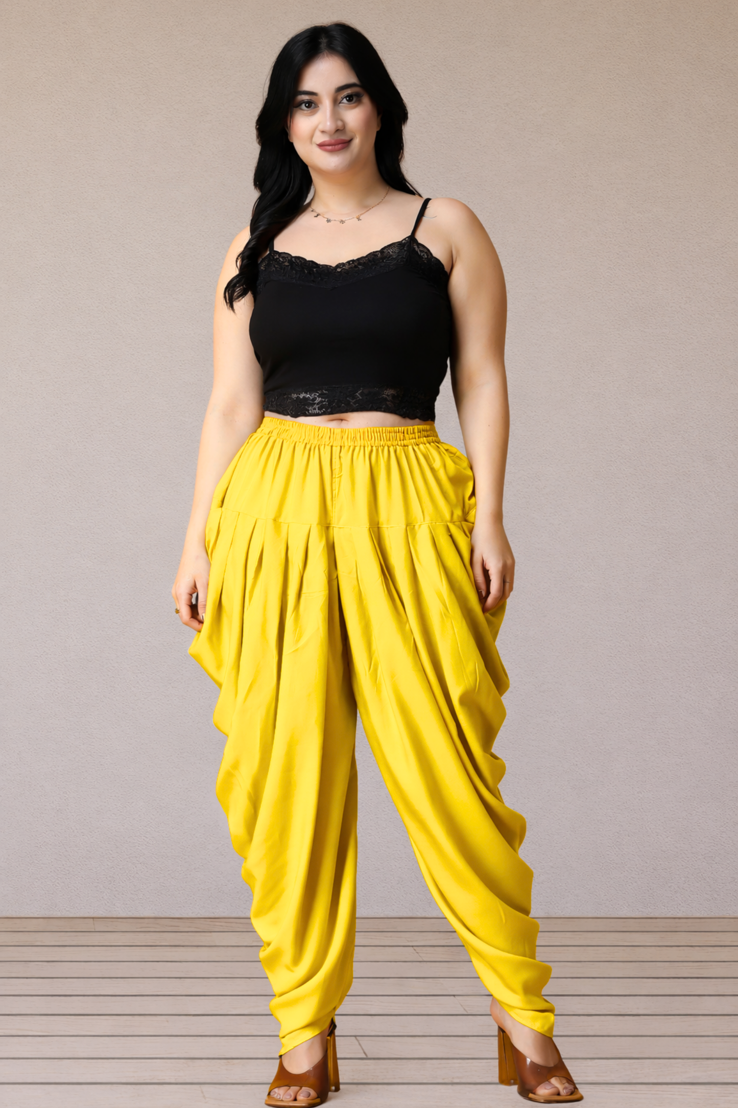 Yellow Belted Dhoti Salwar