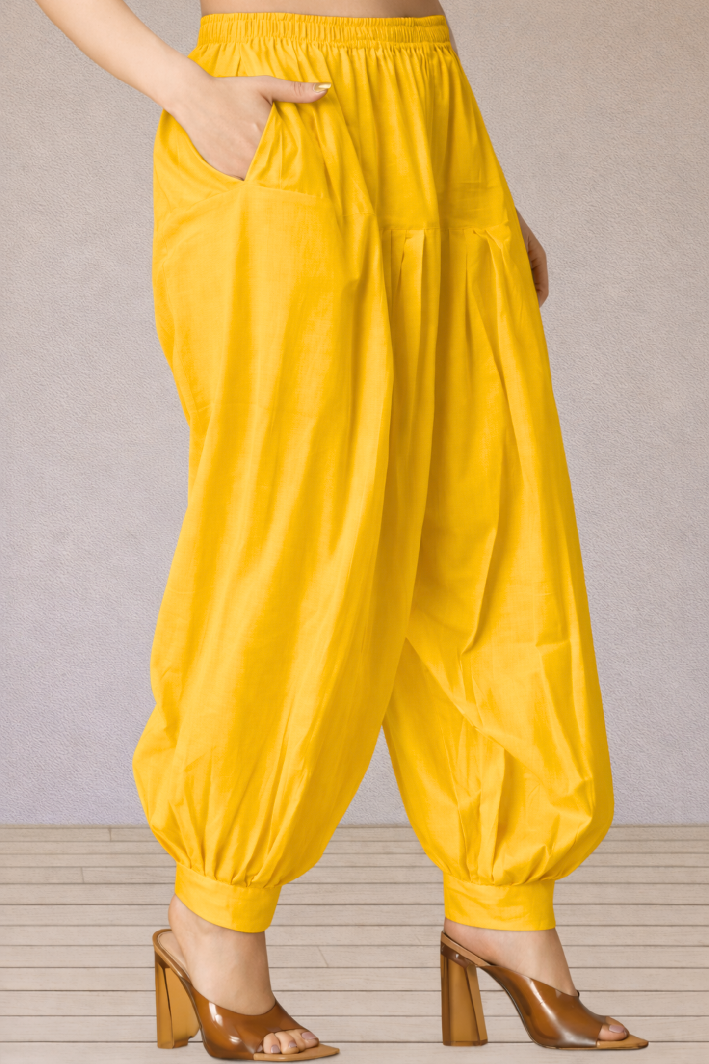 Yellow Cotton Afghani Salwar
