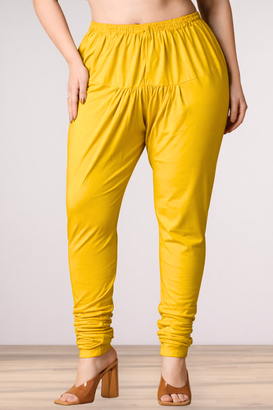 Yellow Cotton Churidar Pants