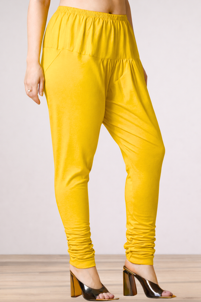 Yellow Cotton Churidar Pants