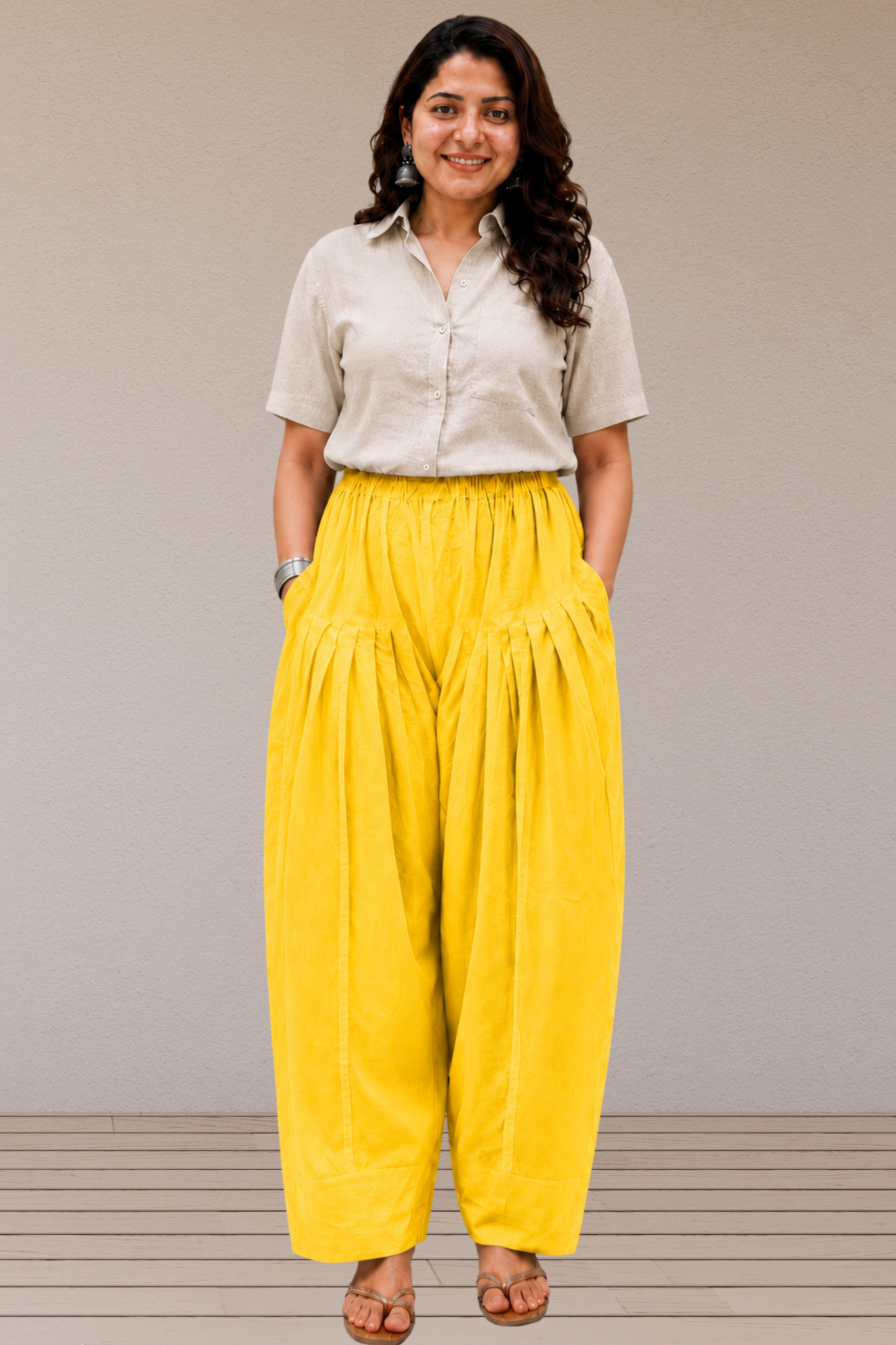 Yellow Cotton Farshi Salwar