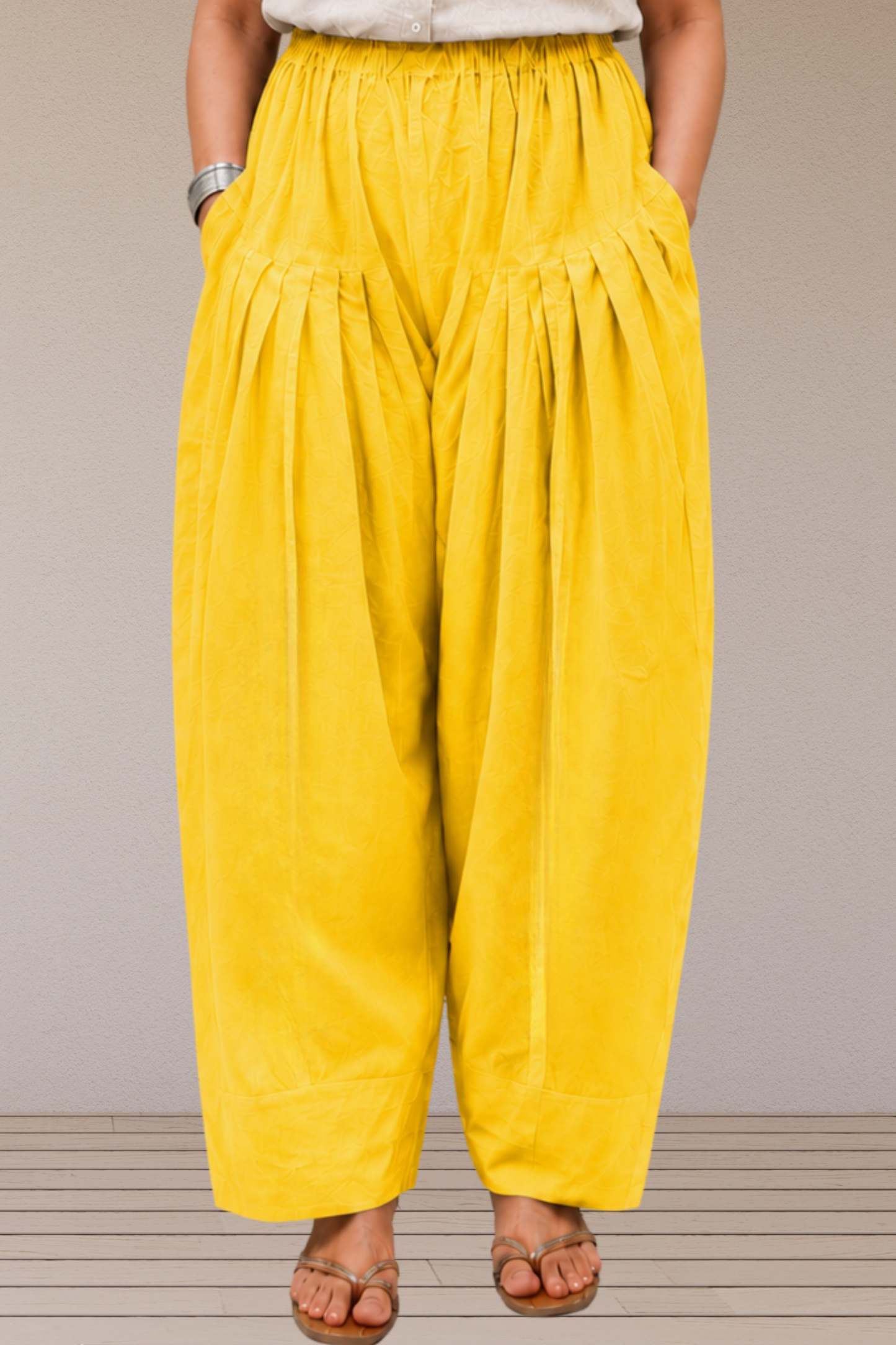 Yellow Cotton Farshi Salwar