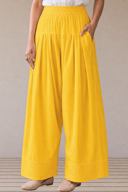 Yellow Cotton Farshi Salwar