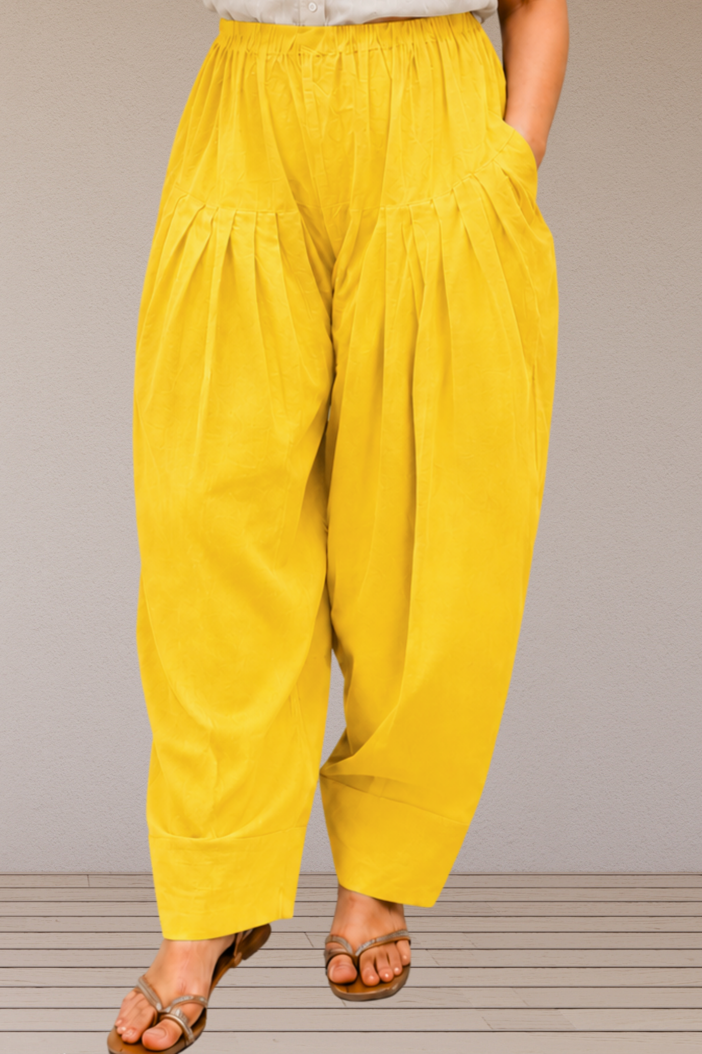 Yellow Cotton Farshi Salwar