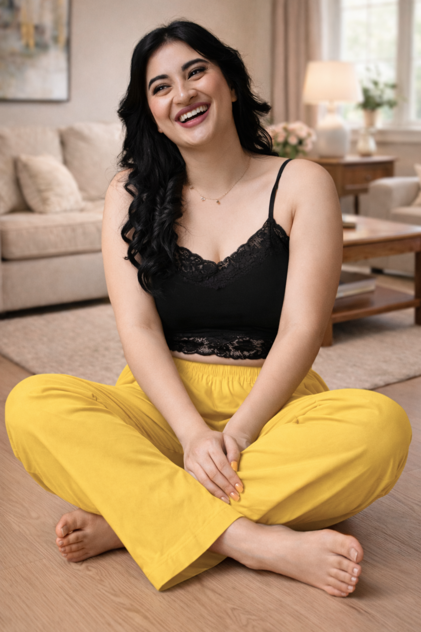 Yellow Cotton Kurti Pant
