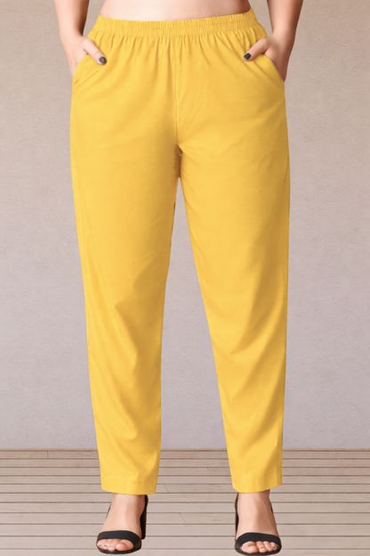 Yellow Cotton Kurti Pant