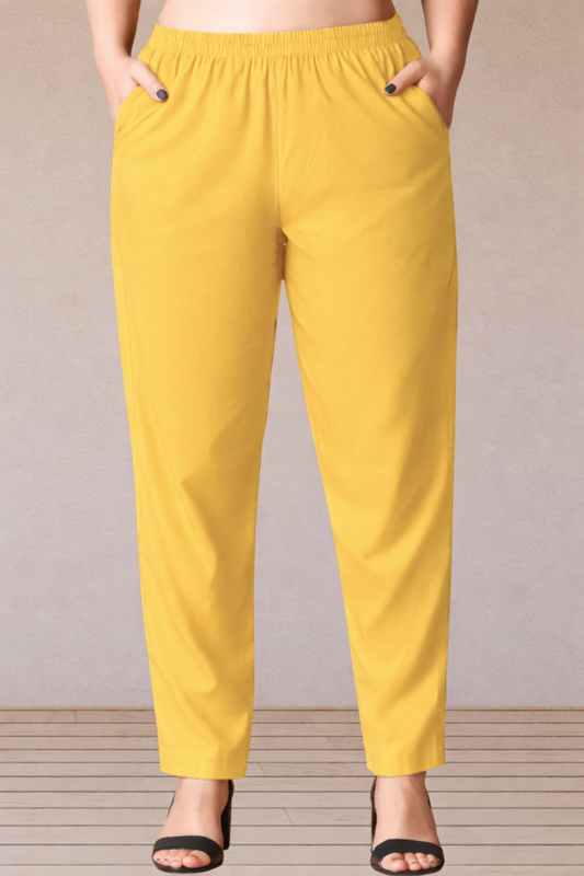 Yellow Cotton Kurti Pant