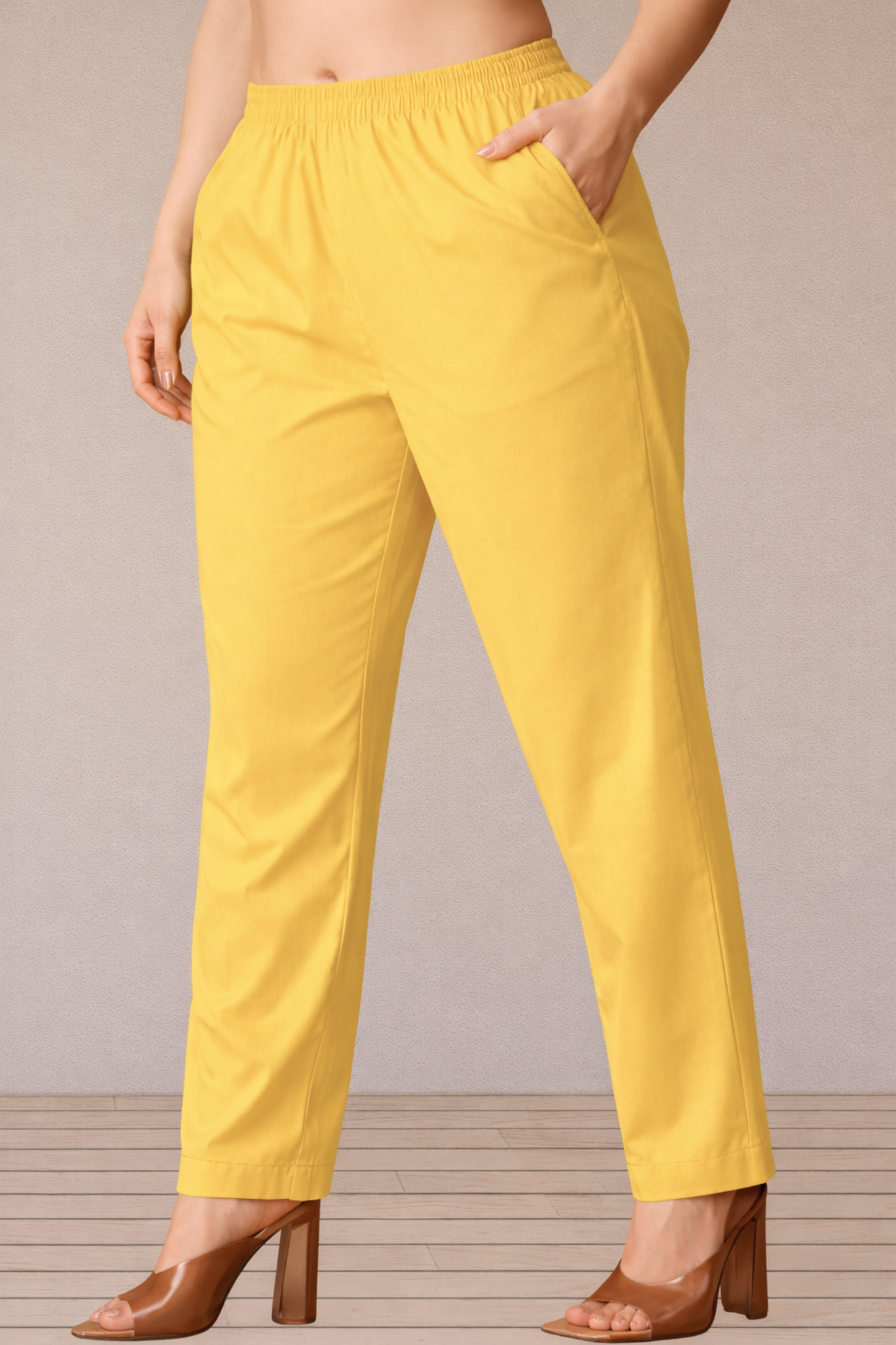 Yellow Cotton Kurti Pant