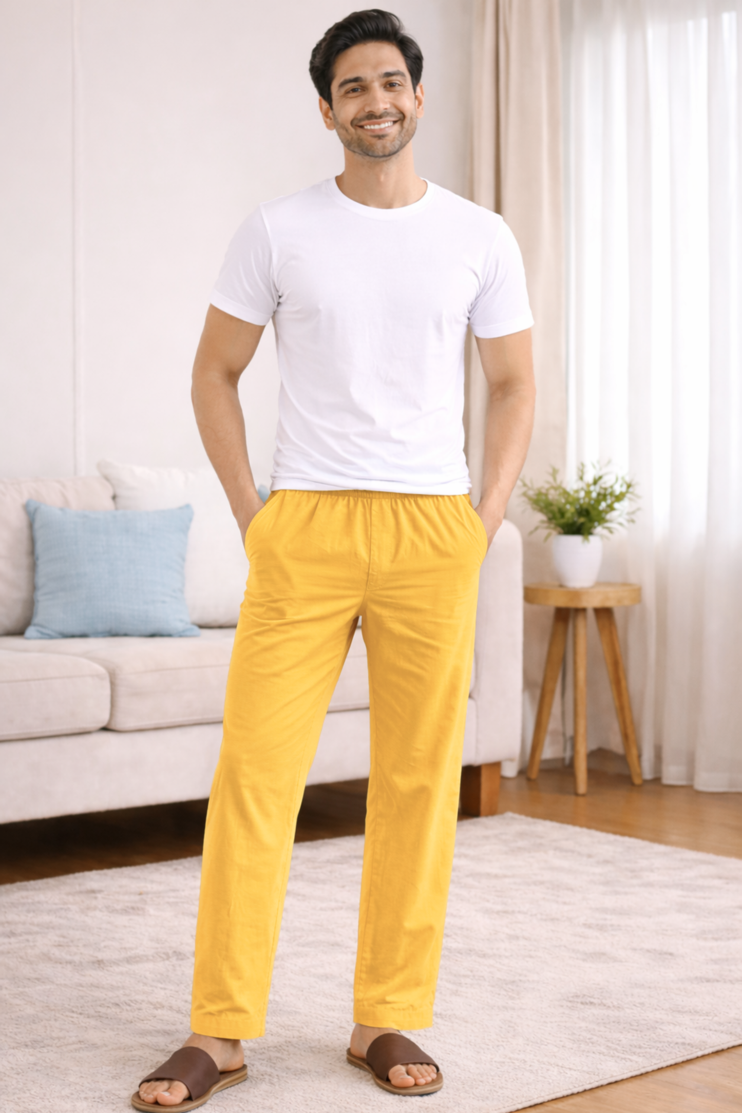 Yellow Cotton Pant Pajama