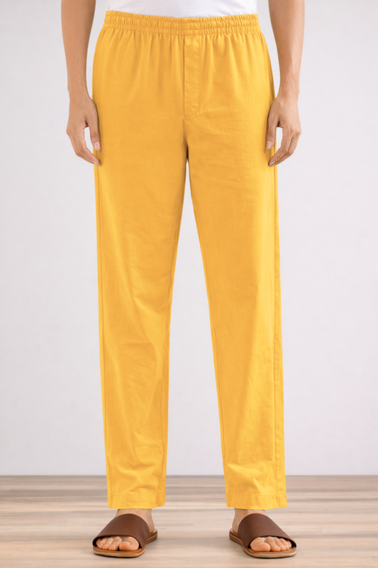 Yellow Cotton Pant Pajama