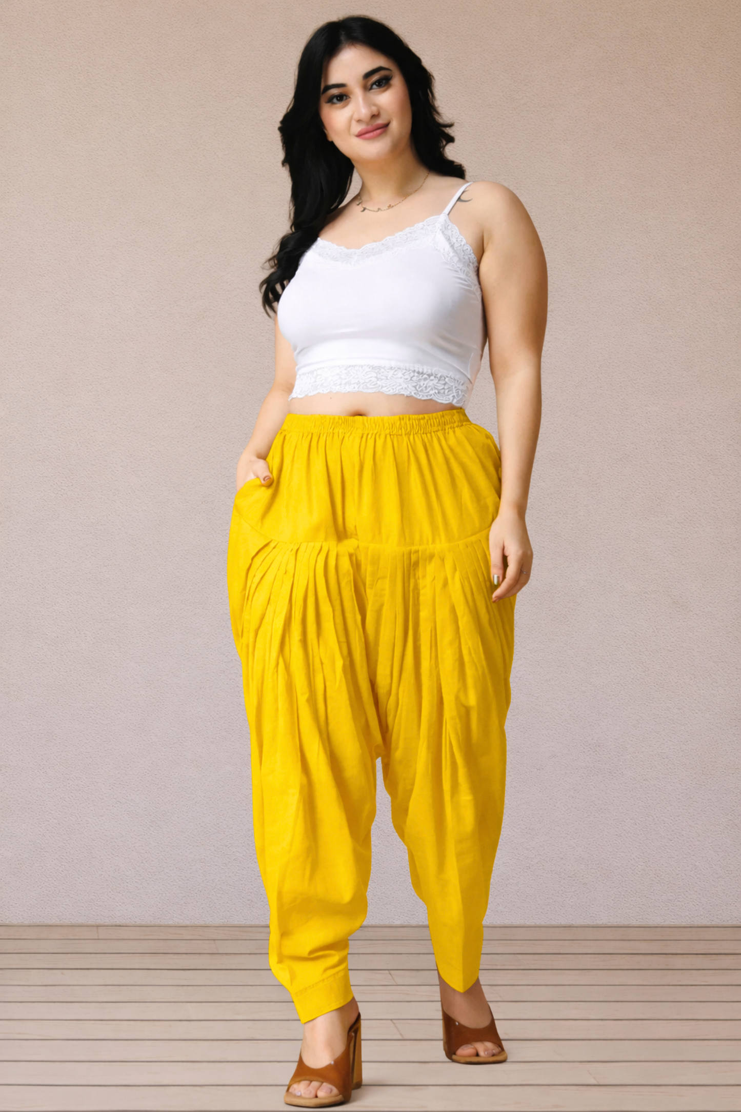 Yellow Cotton Patiala Salwar