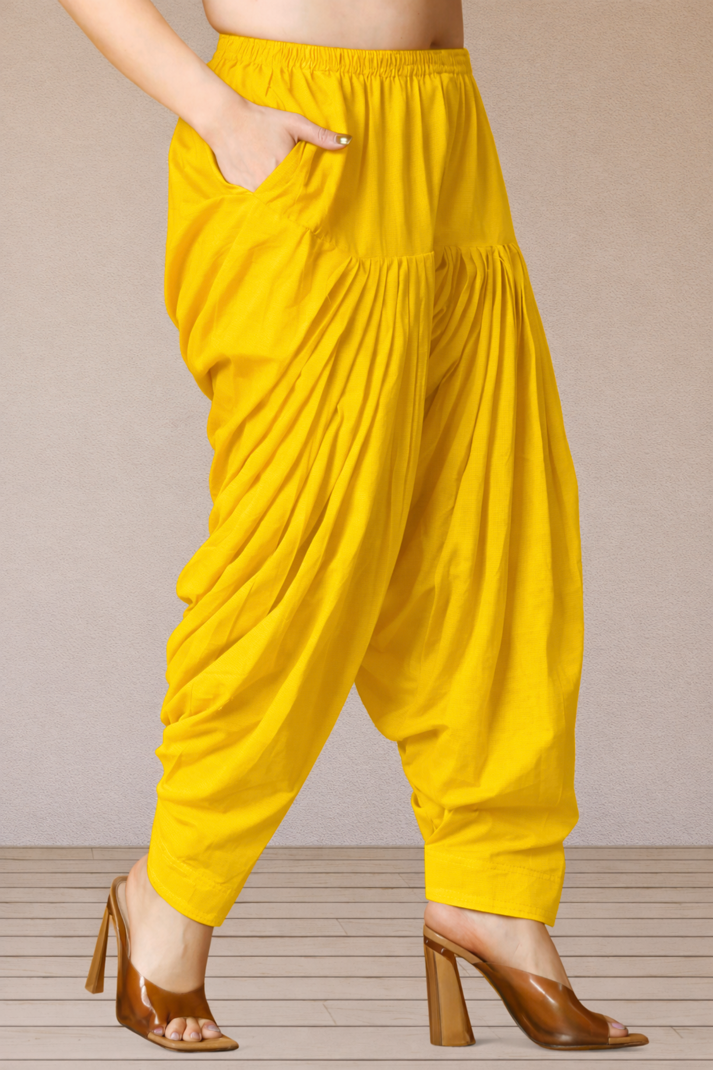 Yellow Cotton Patiala Salwar