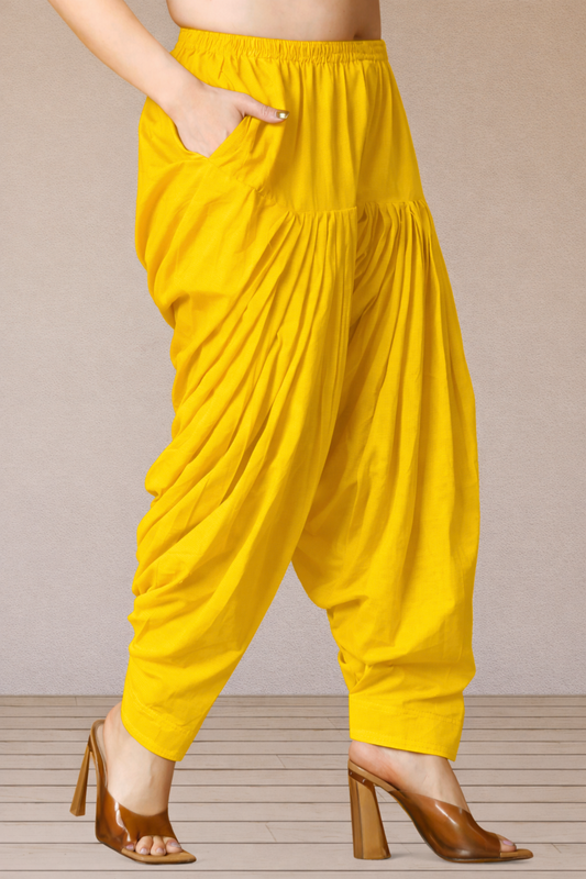 Yellow Cotton Patiala Salwar Pants