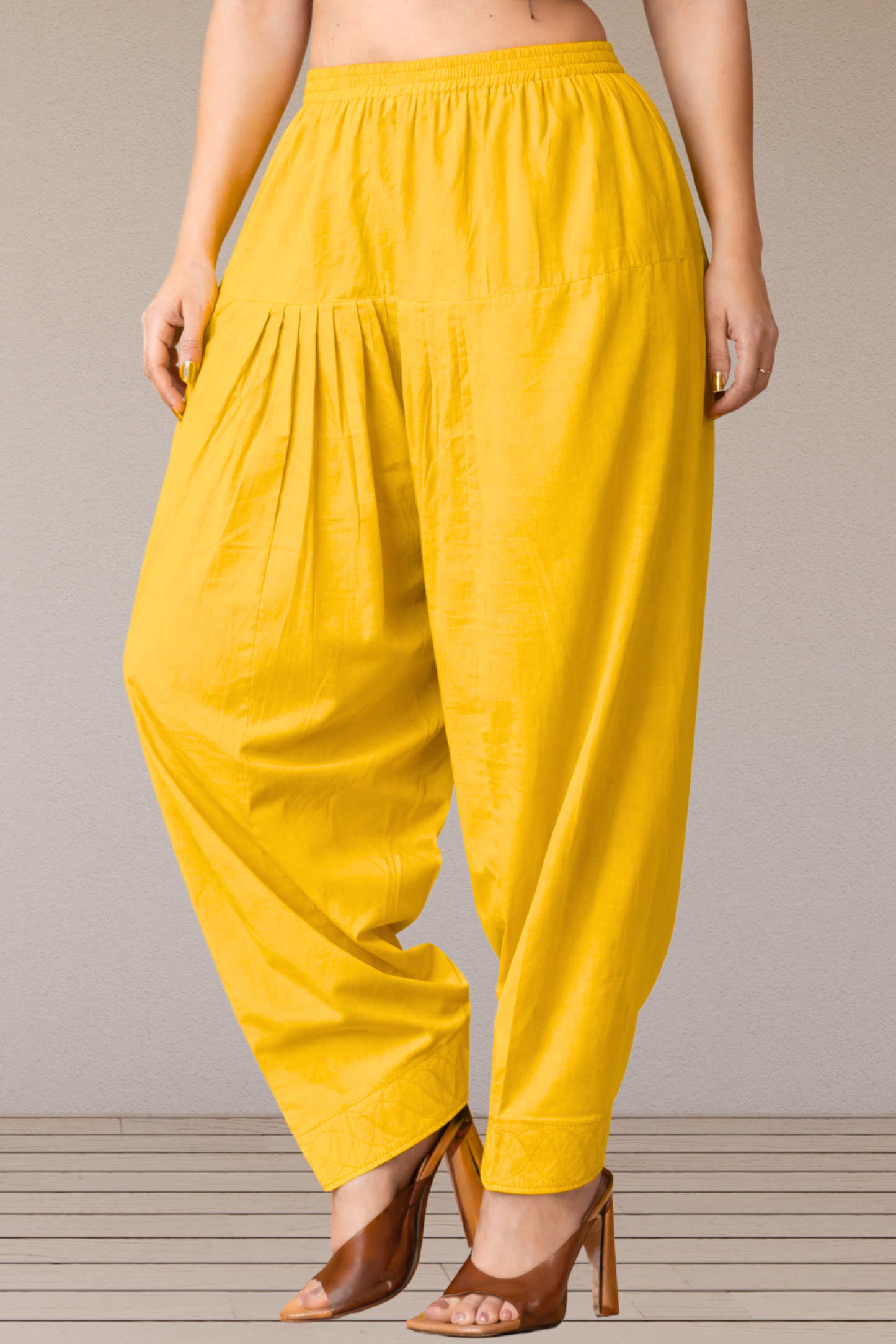 Yellow Cotton Straight Salwar
