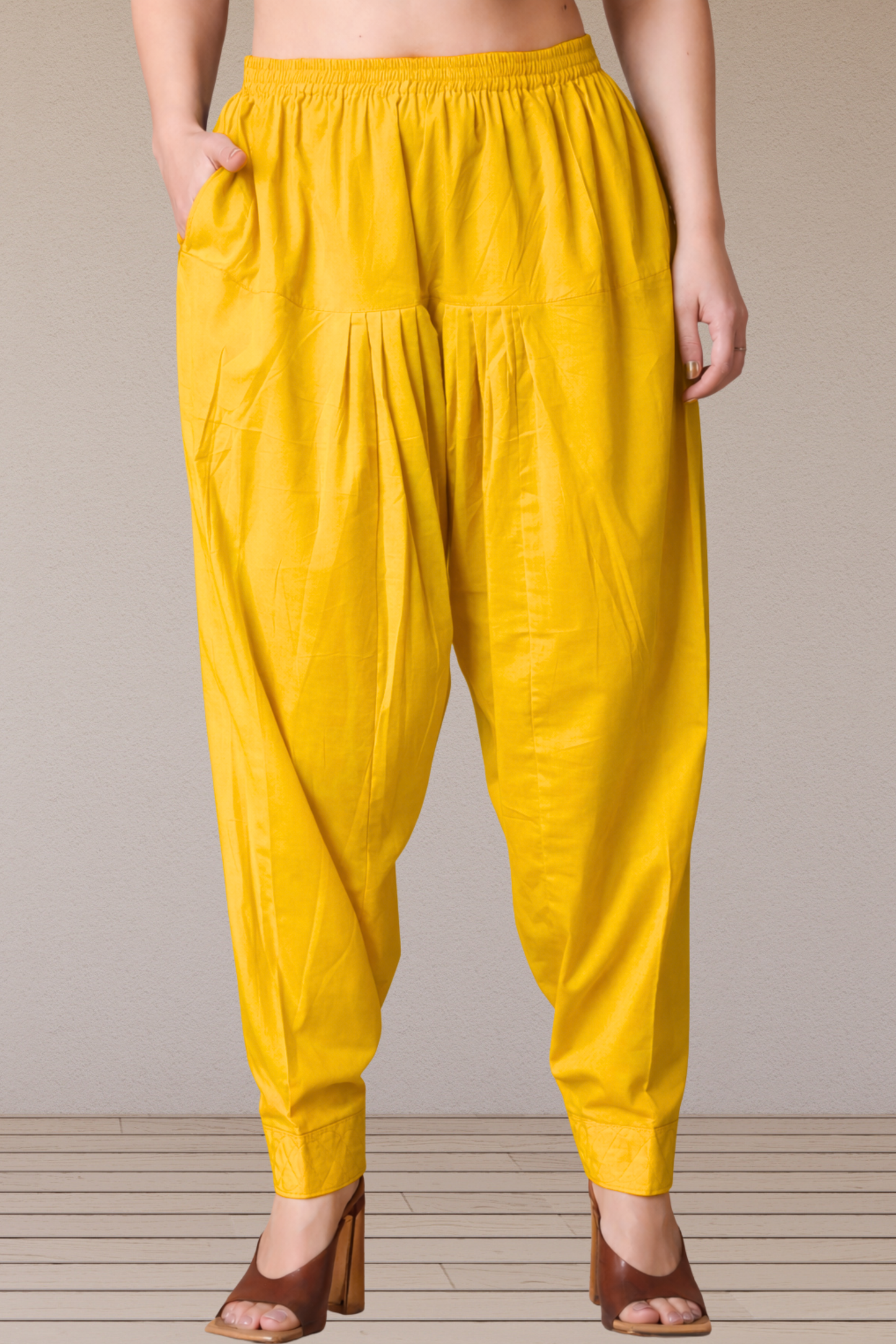 Yellow Cotton Straight Salwar