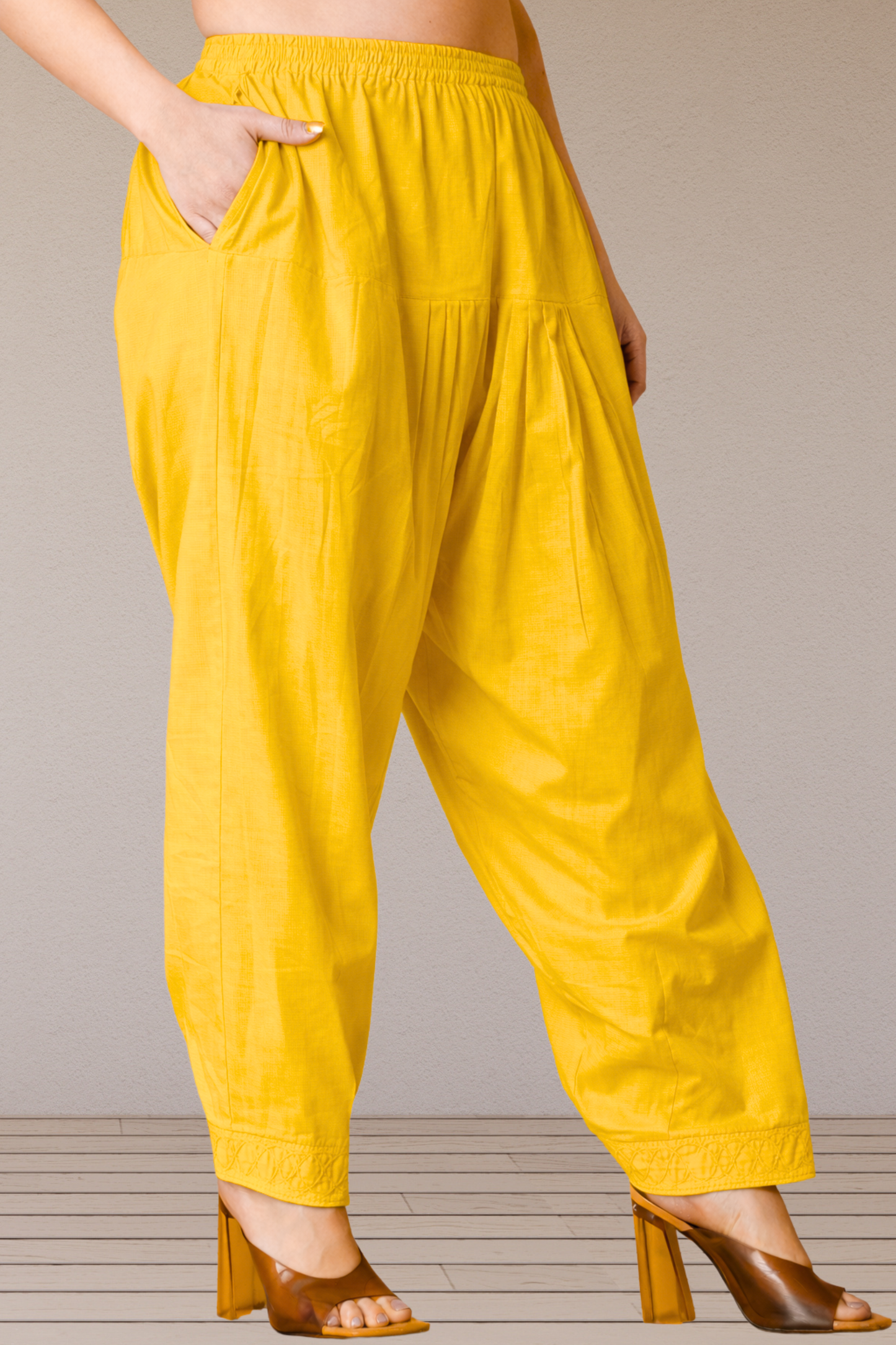 Yellow Cotton Straight Salwar