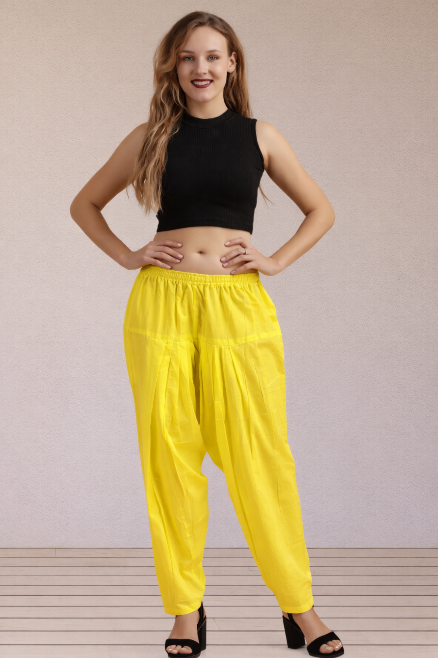Yellow Easy Fit Cotton Salwar