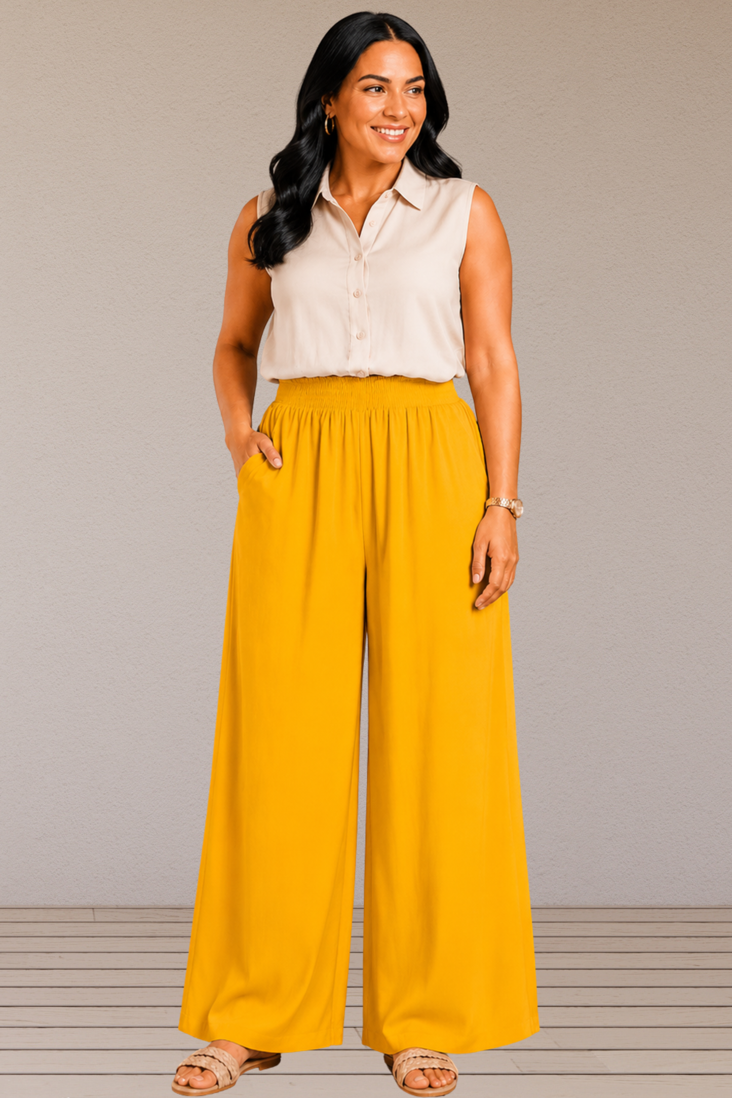 Yellow Flared Palazzo Pant