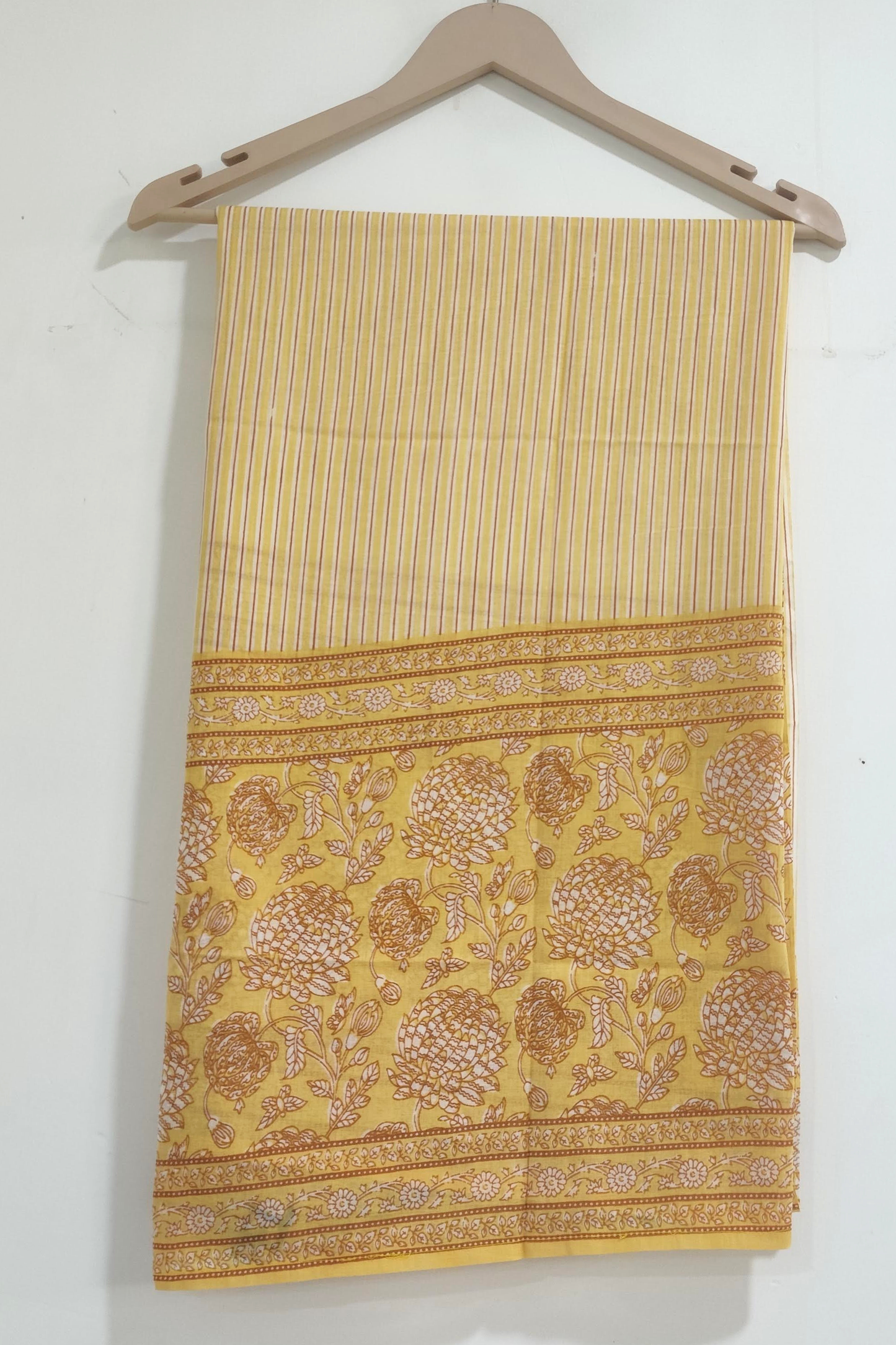Yellow Floral Cotton Dupatta